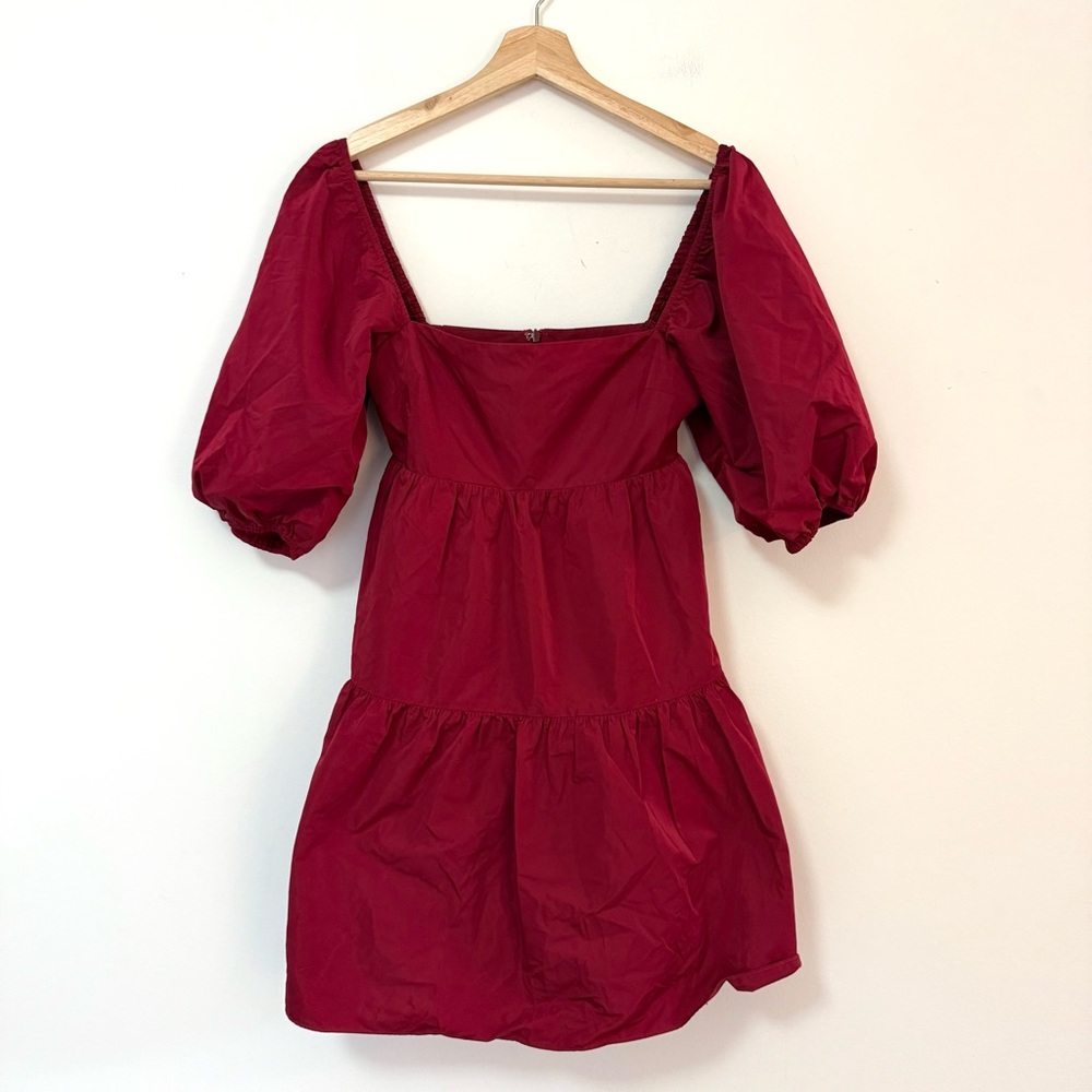 Amanda Uprichard Maisie Red Puff Sleeve Mini Dress Women’s Size Small
